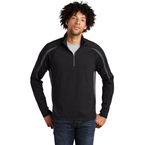 Sport Wick ® Stretch 1/4 Zip Colorblock Pullover Thumbnail