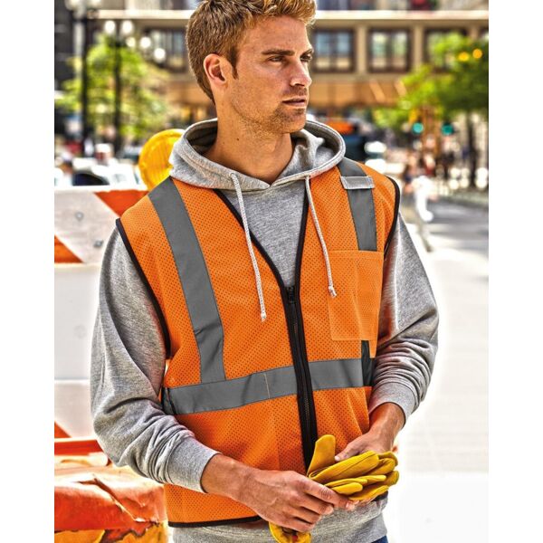 Unisex Single Pocket Zipper Mesh Class 2 Vest Thumbnail