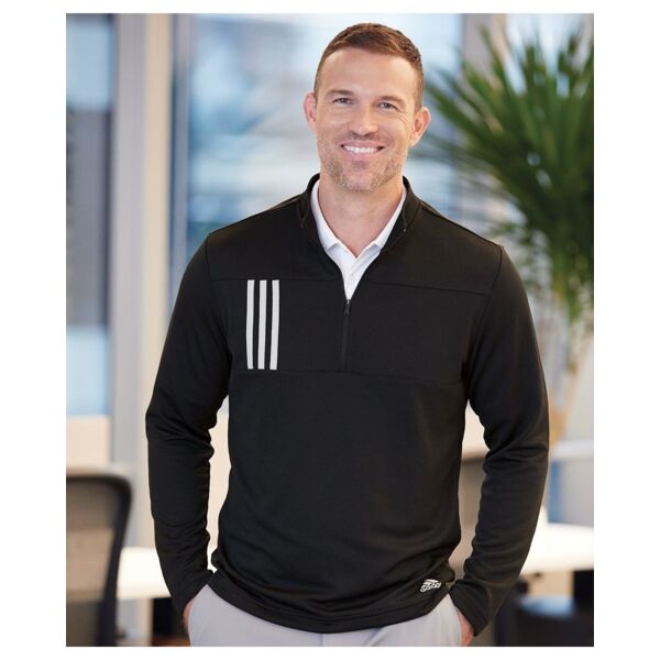 Men's 3-Stripe Double-Knit Quarter-Zip Pullover Thumbnail